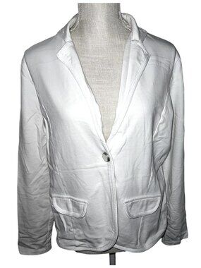 Miss Etam Womens White Button-Front Blazer Jacket XL